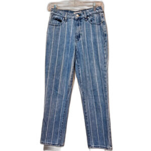 PacSun Striped Mom Jeans Straight Leg High-Rise Medium Wash 100% cotton Sz 25